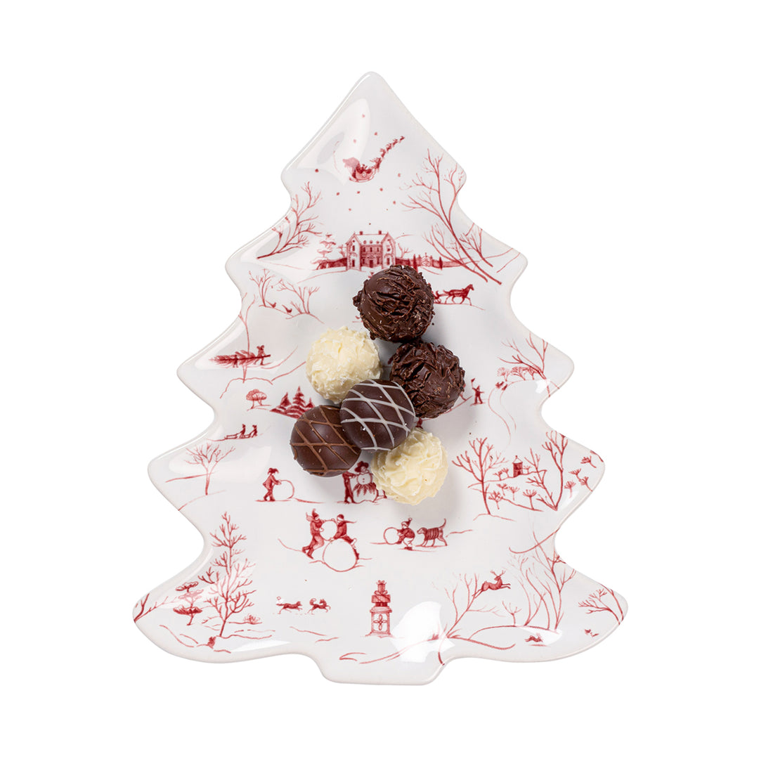Country Estate Winter Frolic 10" Tree Tray - Ruby