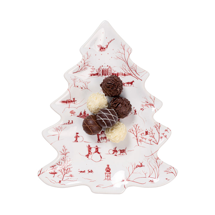 Country Estate Winter Frolic 10" Tree Tray - Ruby