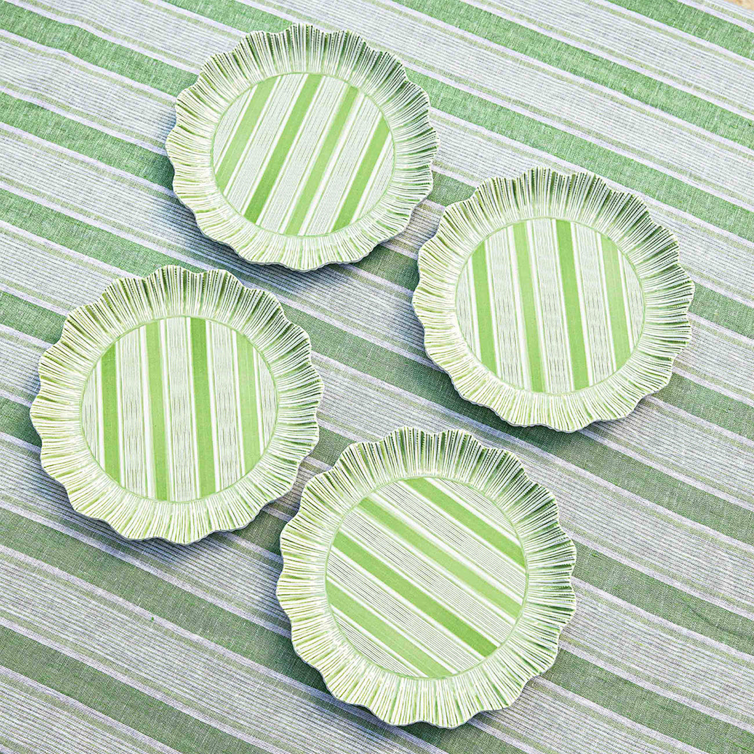 Cabana Stripe Melamine Dinner Plate Set/4