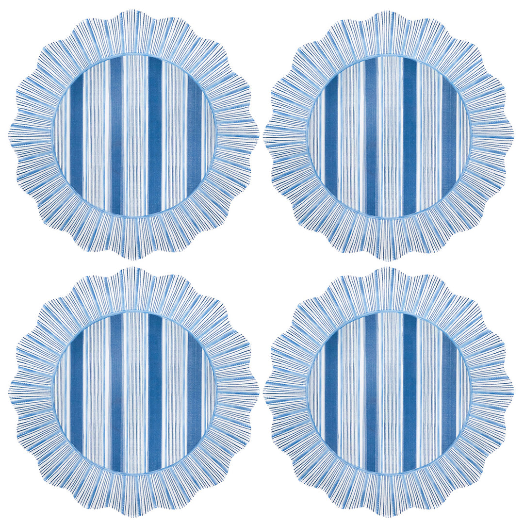 Cabana Stripe Melamine Dinner Plate Set/4