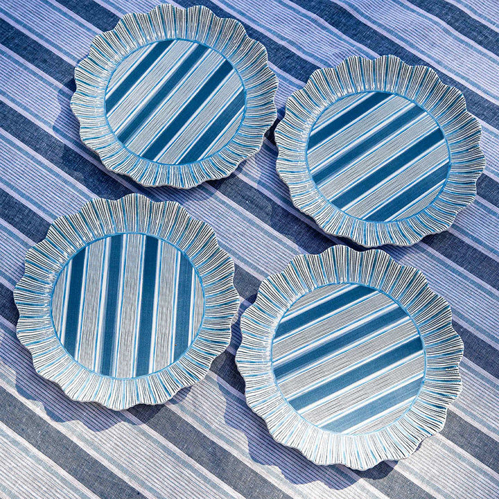 Cabana Stripe Melamine Dinner Plate Set/4