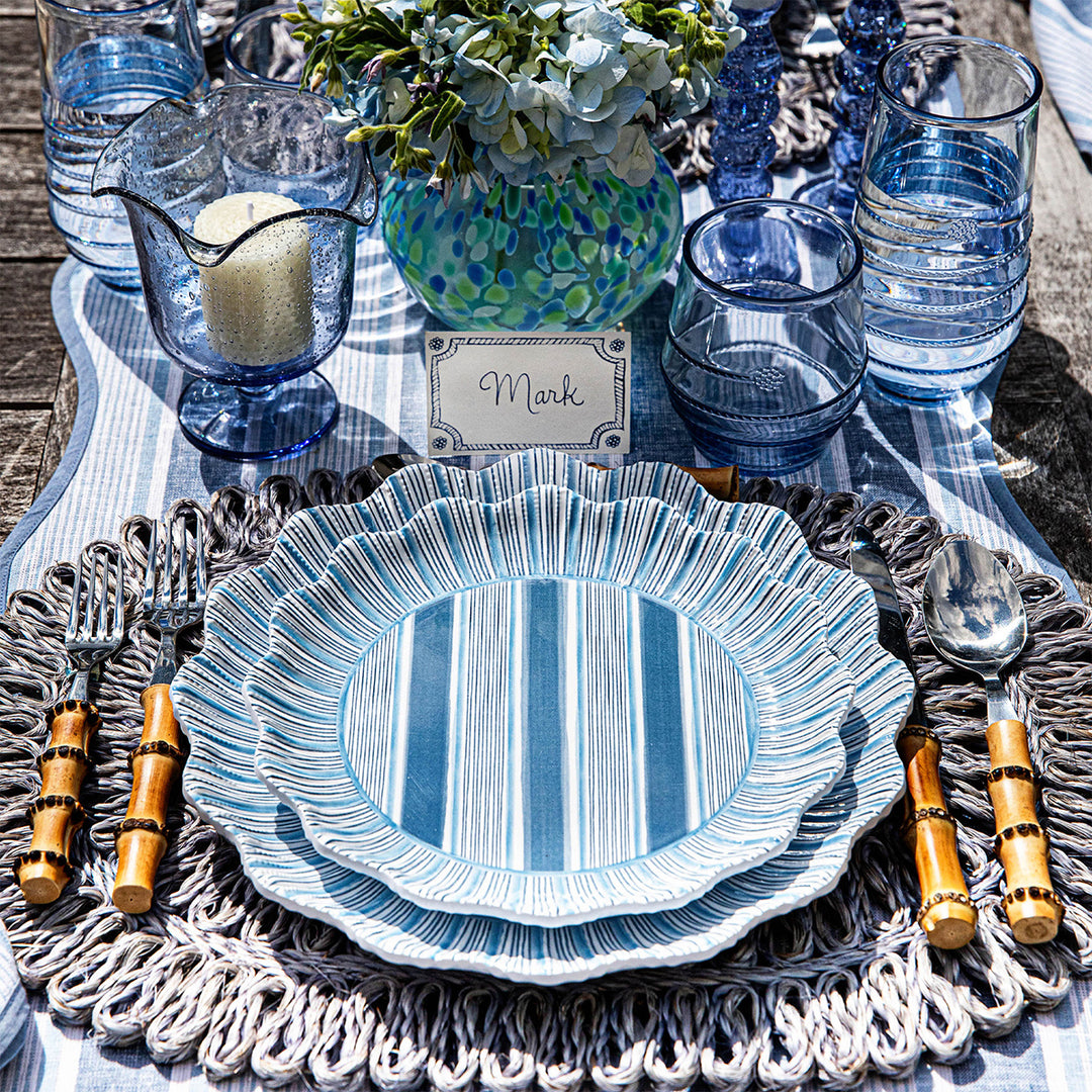 Cabana Stripe Melamine Dinner Plate Set/4