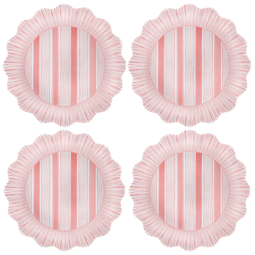 Cabana Stripe Melamine Dinner Plate Set/4