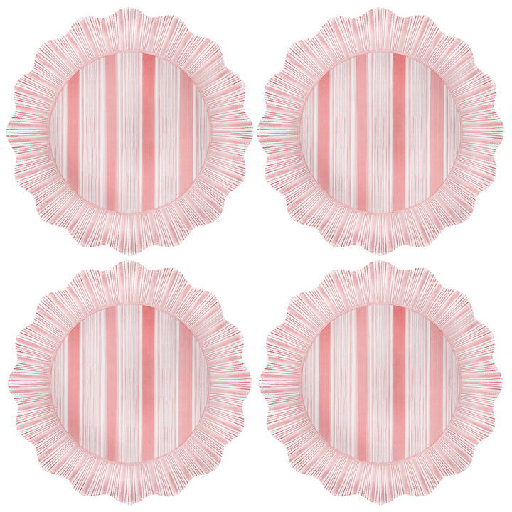Cabana Stripe Melamine Dinner Plate Set/4