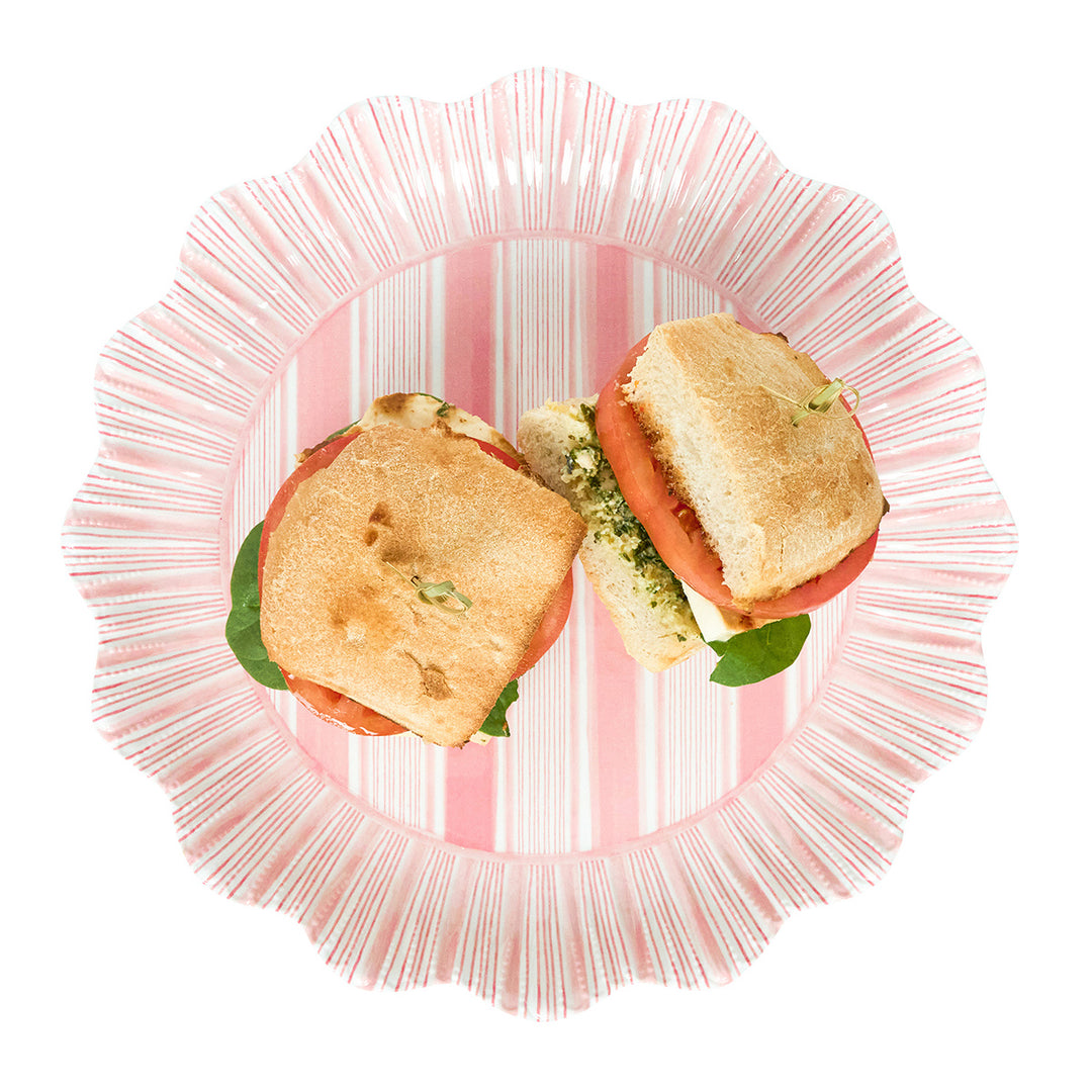 Cabana Stripe Melamine Dinner Plate Set/4