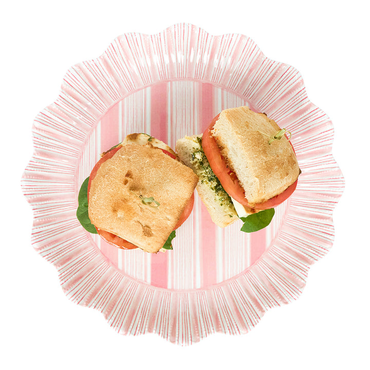 Cabana Stripe Melamine Dinner Plate Set/4