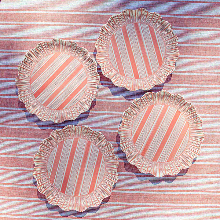 Cabana Stripe Melamine Dinner Plate Set/4