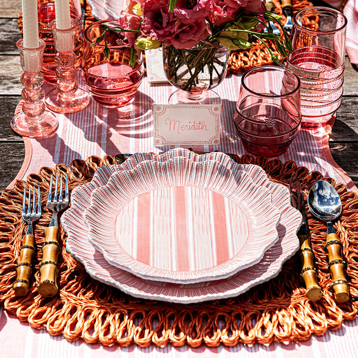Cabana Stripe Melamine Dinner Plate Set/4