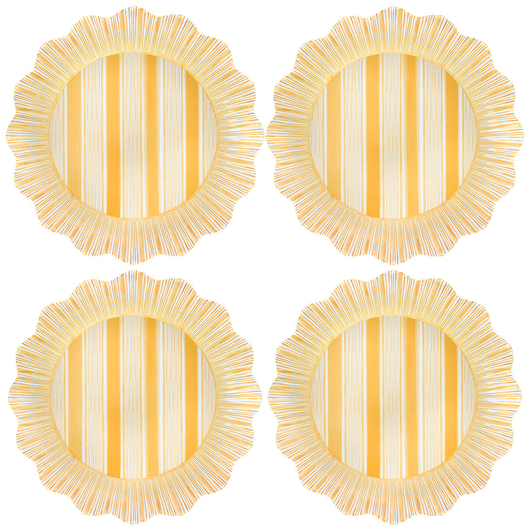 Cabana Stripe Melamine Dinner Plate Set/4
