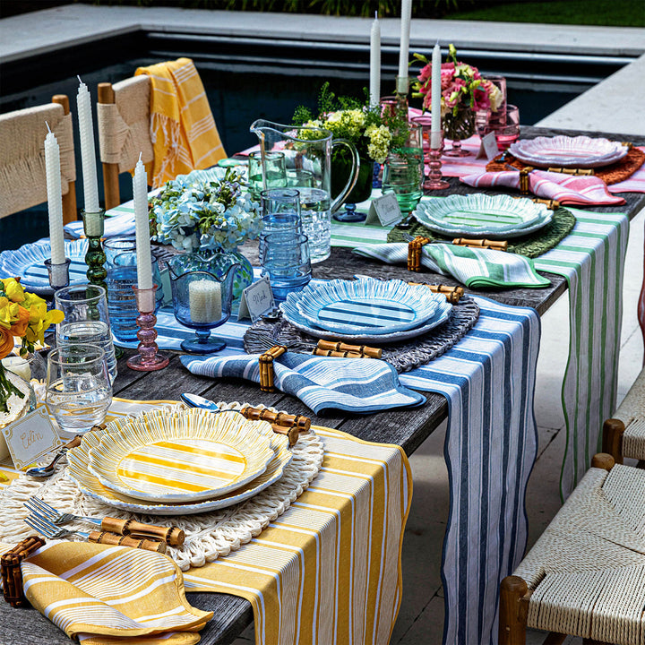 Cabana Stripe Melamine Dinner Plate Set/4