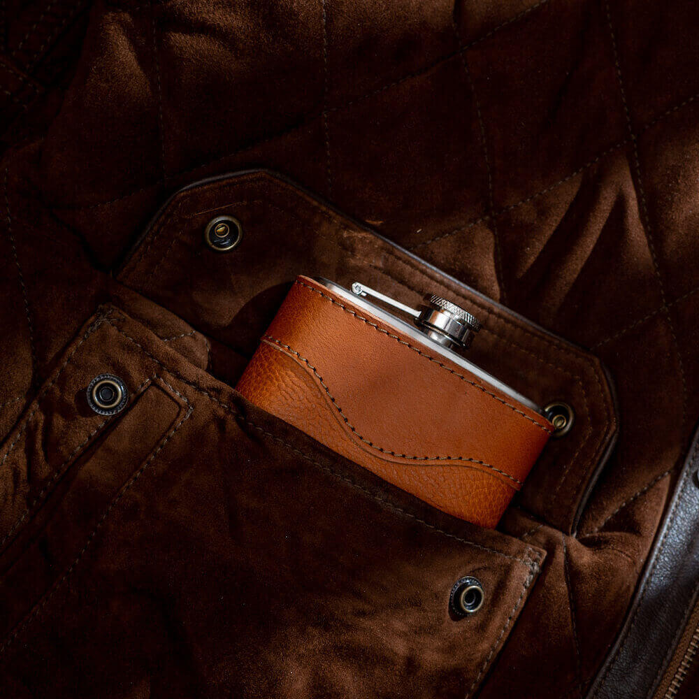 Campaign Leather Flask
