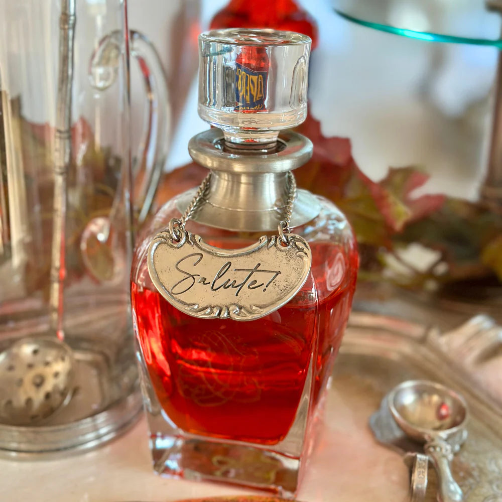 Vintage Pewter Bottle Tags - Salute