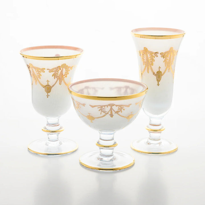 Rialto Borghese with Gold Water/Wine Glass - White
