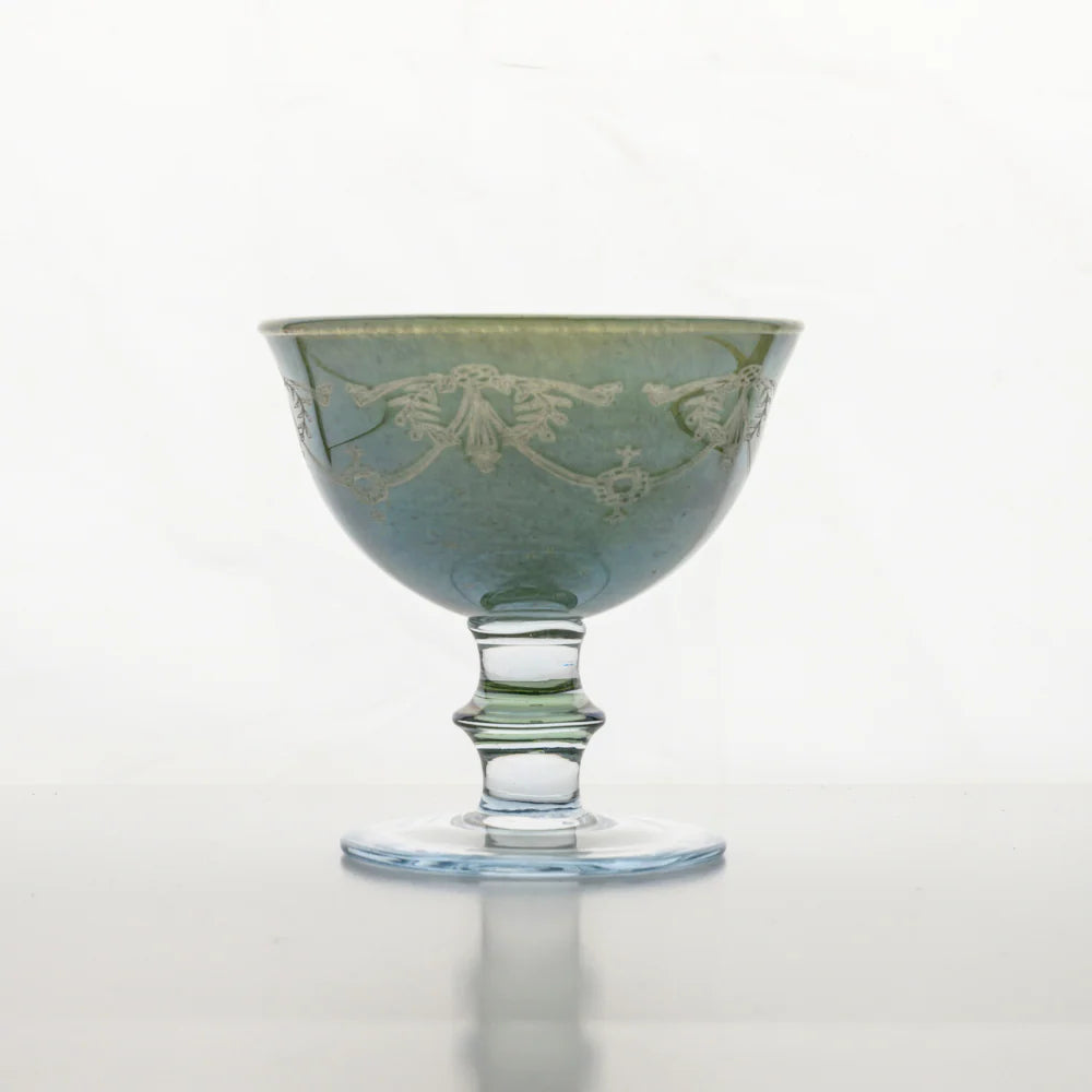 Rialto Borghese Etched Compote - Green