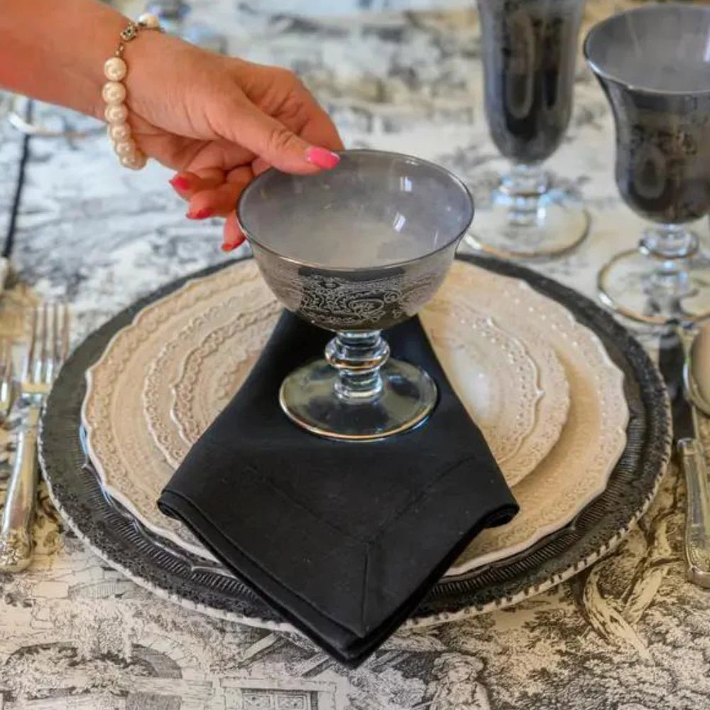 Rialto Borghese Etched Compote - Grey