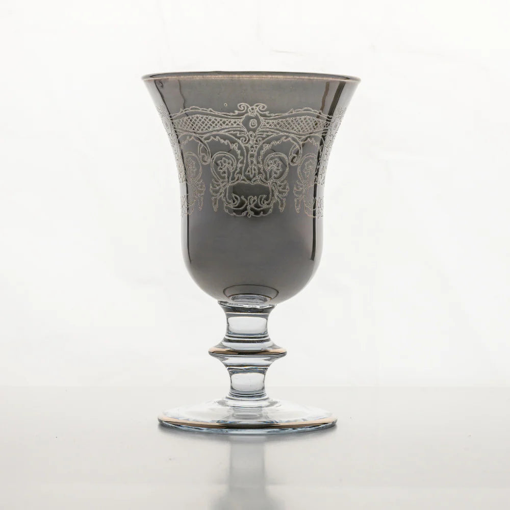Rialto Borghese Etched Water/Wine Glass - Grey