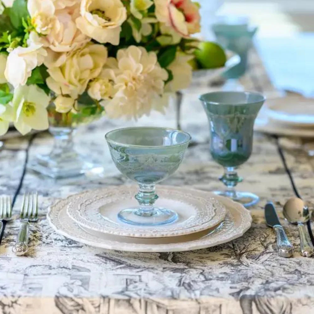 Rialto Borghese Etched Water/Wine Glass - Green