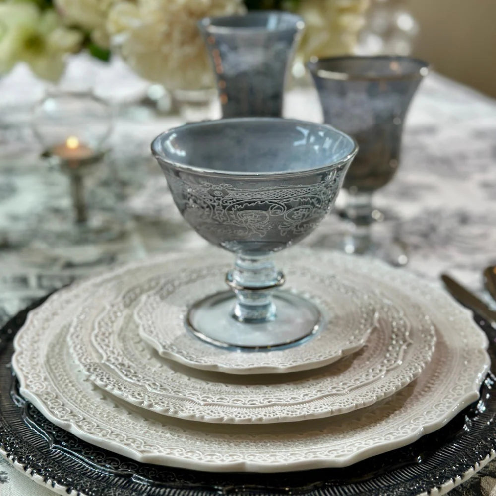 Rialto Borghese Etched Compote - Grey