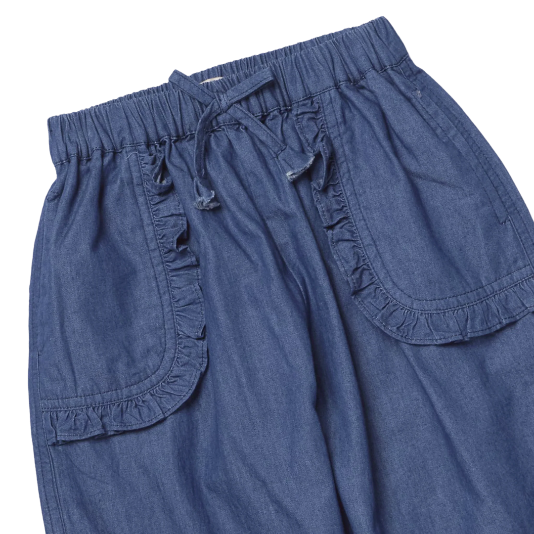 Girls Bailey Ruffle Pant - Chambray