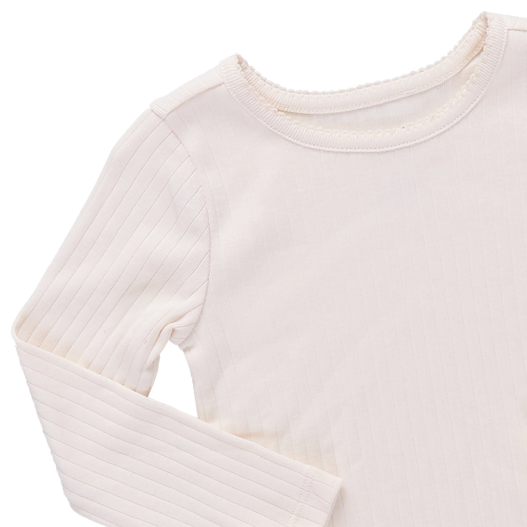 Seesaw Long Sleeve Rib T-Shirt - Cream