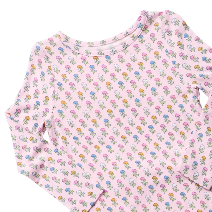 Kids Bamboo PJ Set - Pink Carnations