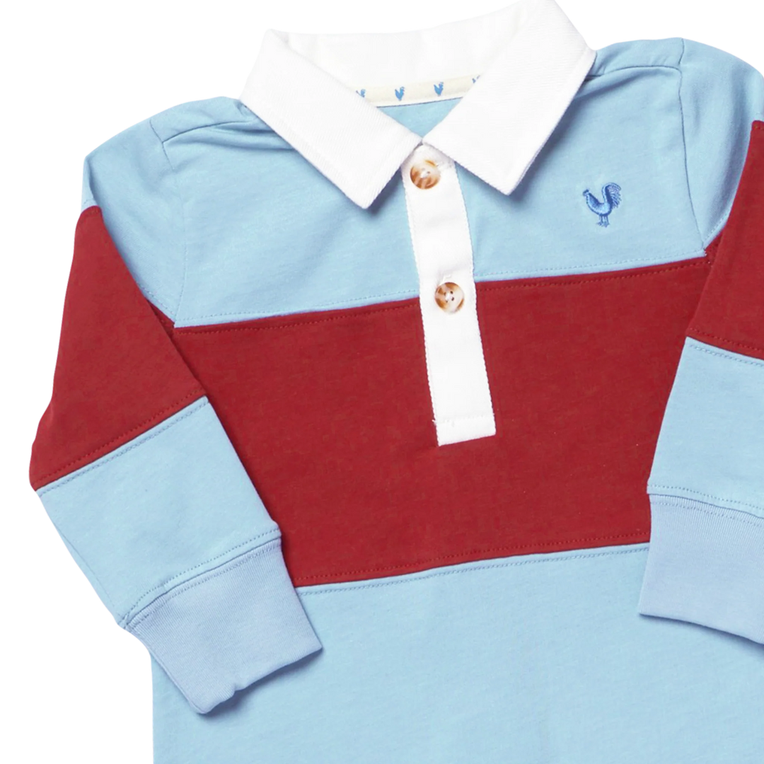 Baby Boys Albert Rugby Jumper - Blue Maroon