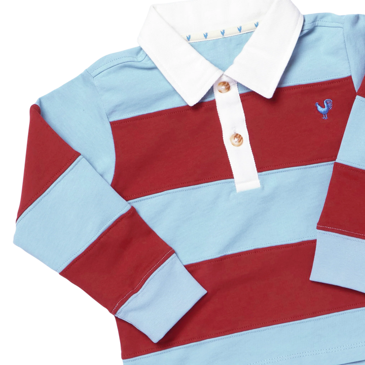 Boys Albert Rugby Shirt - Blue Maroon
