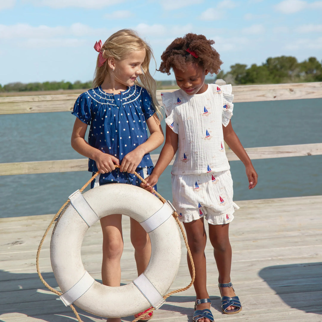 Girls Millie 2-PC Set - Navy Dot