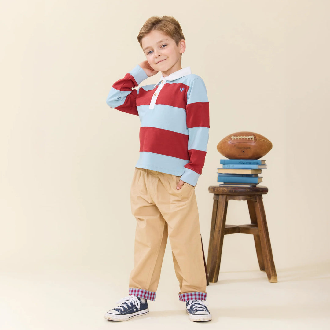 Boys Albert Rugby Shirt - Blue Maroon