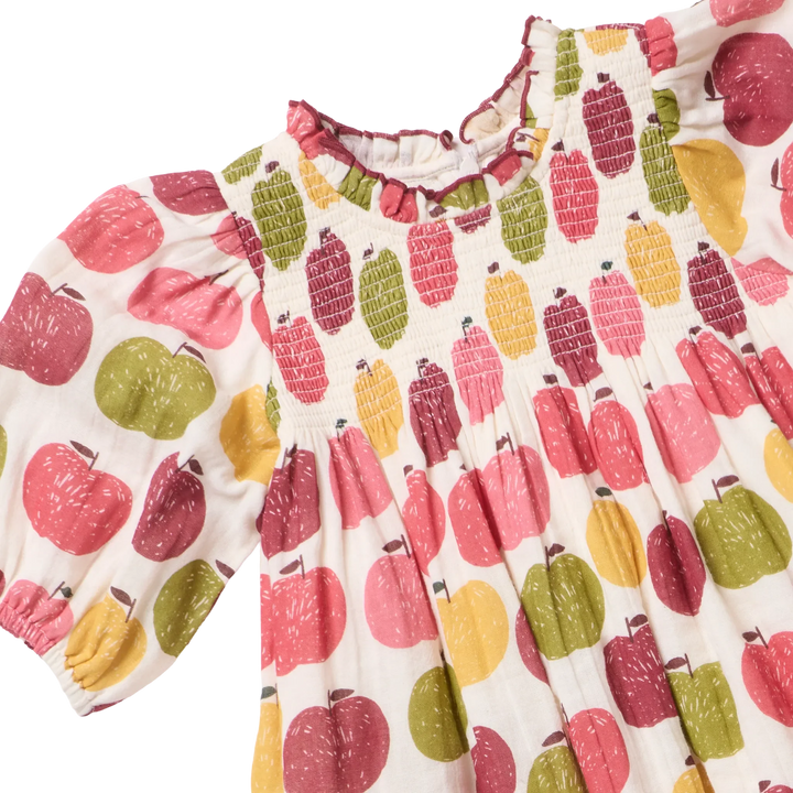 Girls Puff Sleeve Stevie - Pink Delicious Apples