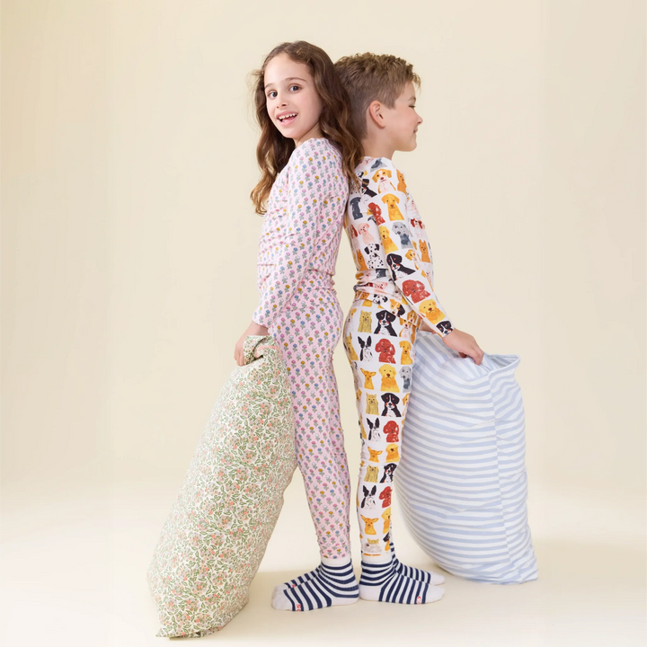 Kids Bamboo PJ Set - Pink Carnations