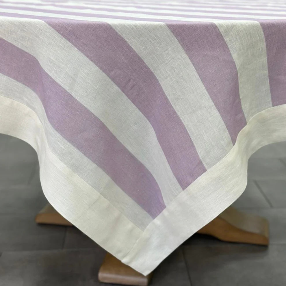 Portofino Bold Rosa Stripe Linen Table Square