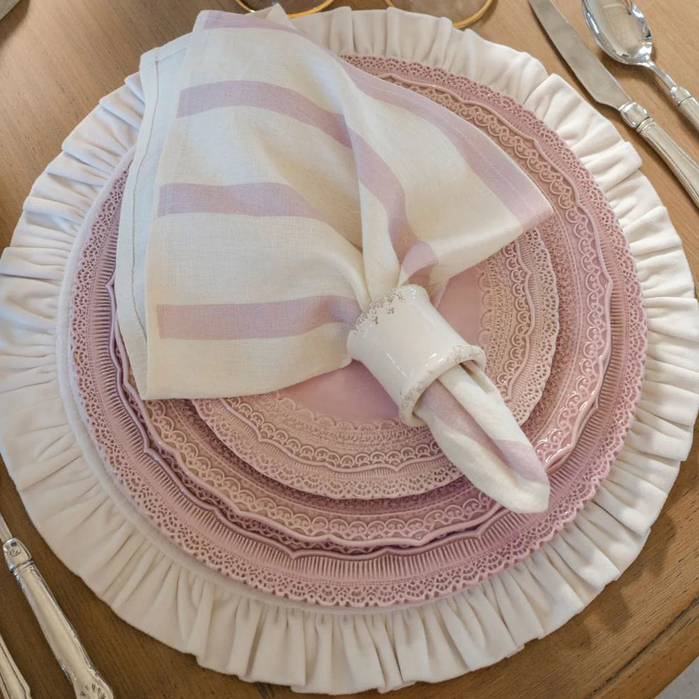 Portofino Bold Rosa Stripe Large Linen Napkin