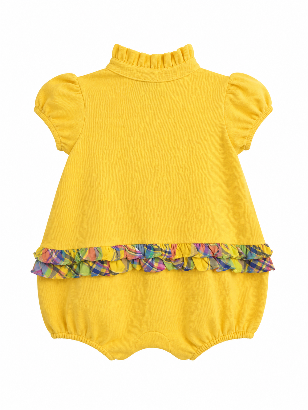 Yellow Spring Plaid Ruffle Bubble