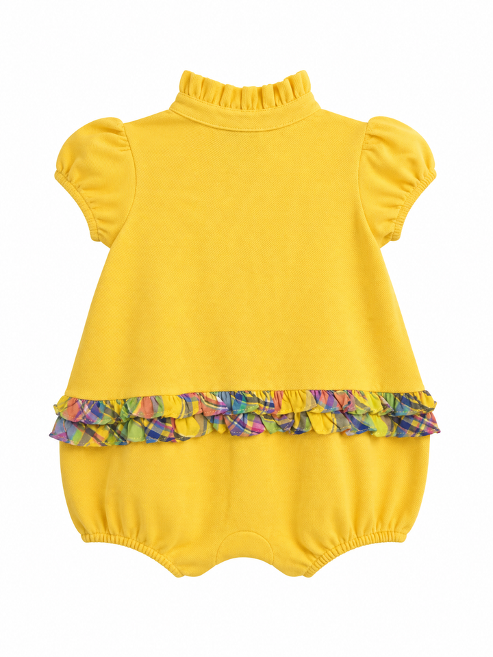 Yellow Spring Plaid Ruffle Bubble