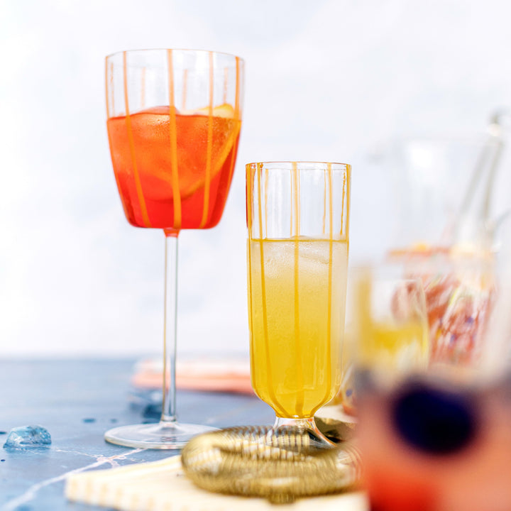Nuovo Stripe Yellow Champagne Glass