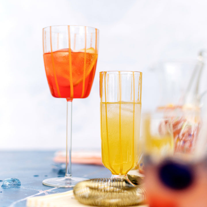 Nuovo Stripe Orange Wine Glass
