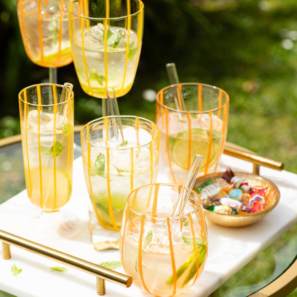 Nuovo Stripe Orange Champagne Glass