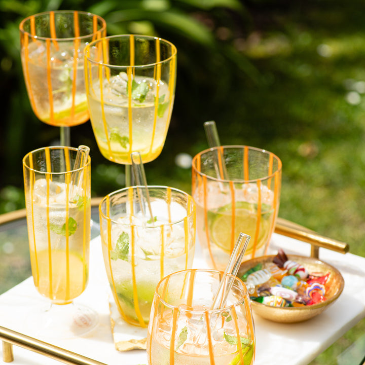 Nuovo Stripe Orange Wine Glass