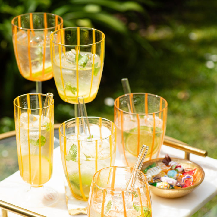 Nuovo Stripe Yellow Wine Glass