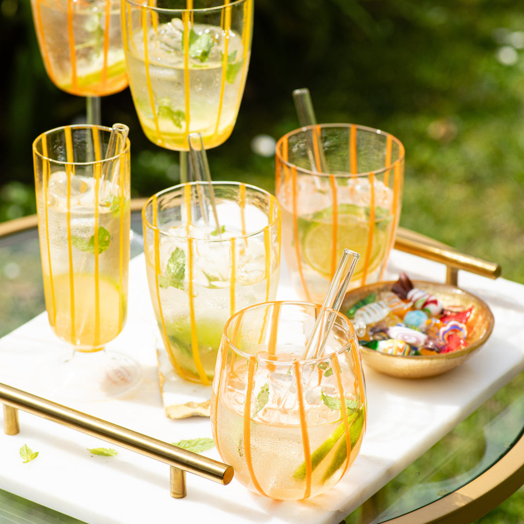 Nuovo Stripe Yellow Champagne Glass