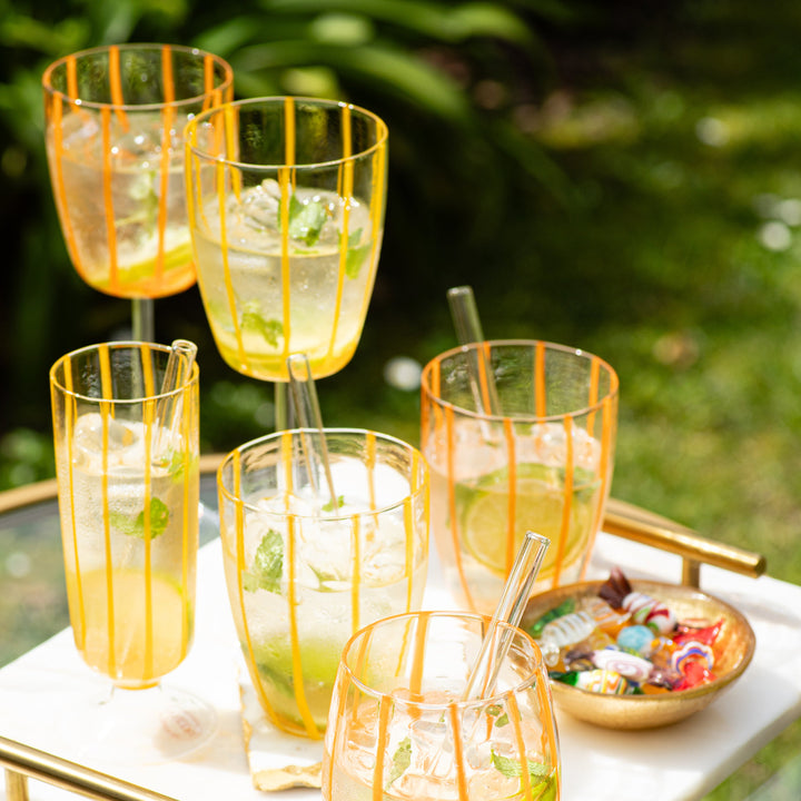 Nuovo Stripe Yellow Stemless Wine Glass