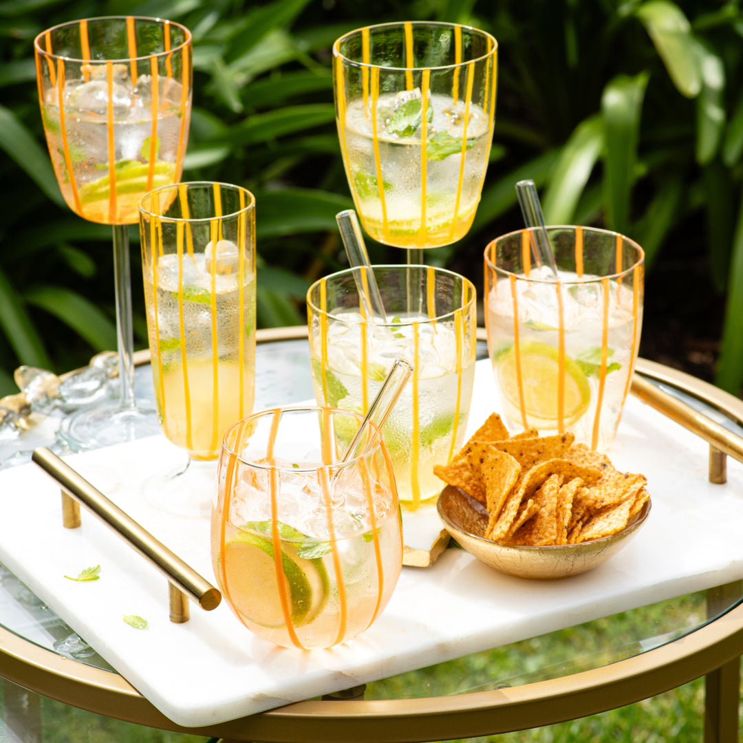 Nuovo Stripe Orange Champagne Glass
