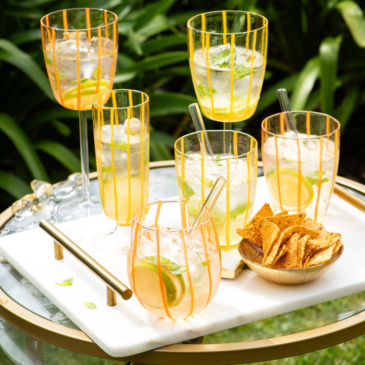 Nuovo Stripe Yellow Champagne Glass