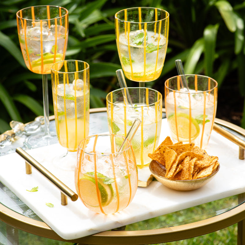 Nuovo Stripe Yellow Wine Glass