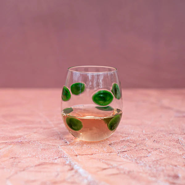 Drop Green Stemless Wine Glass