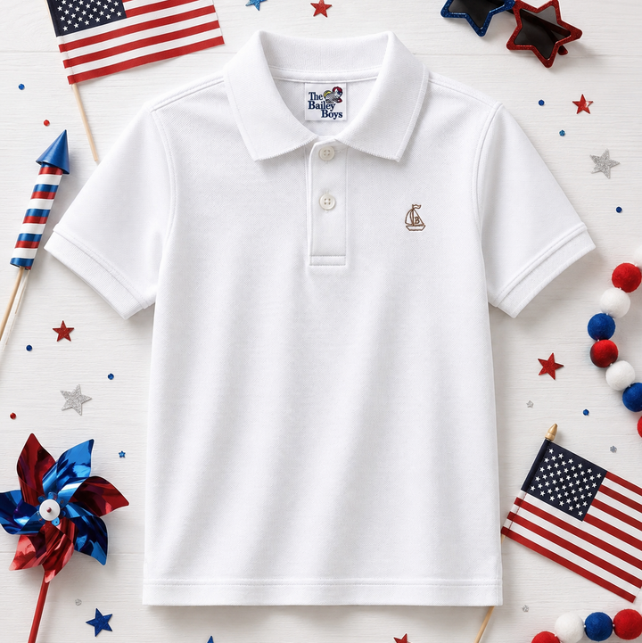 White Knit Polo Shirt