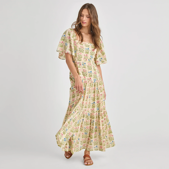 Womens Marilyn Bell Sleeve Dress - Leafy Floral