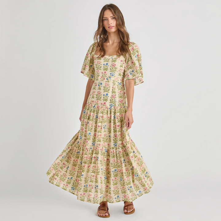 Womens Marilyn Bell Sleeve Dress - Leafy Floral