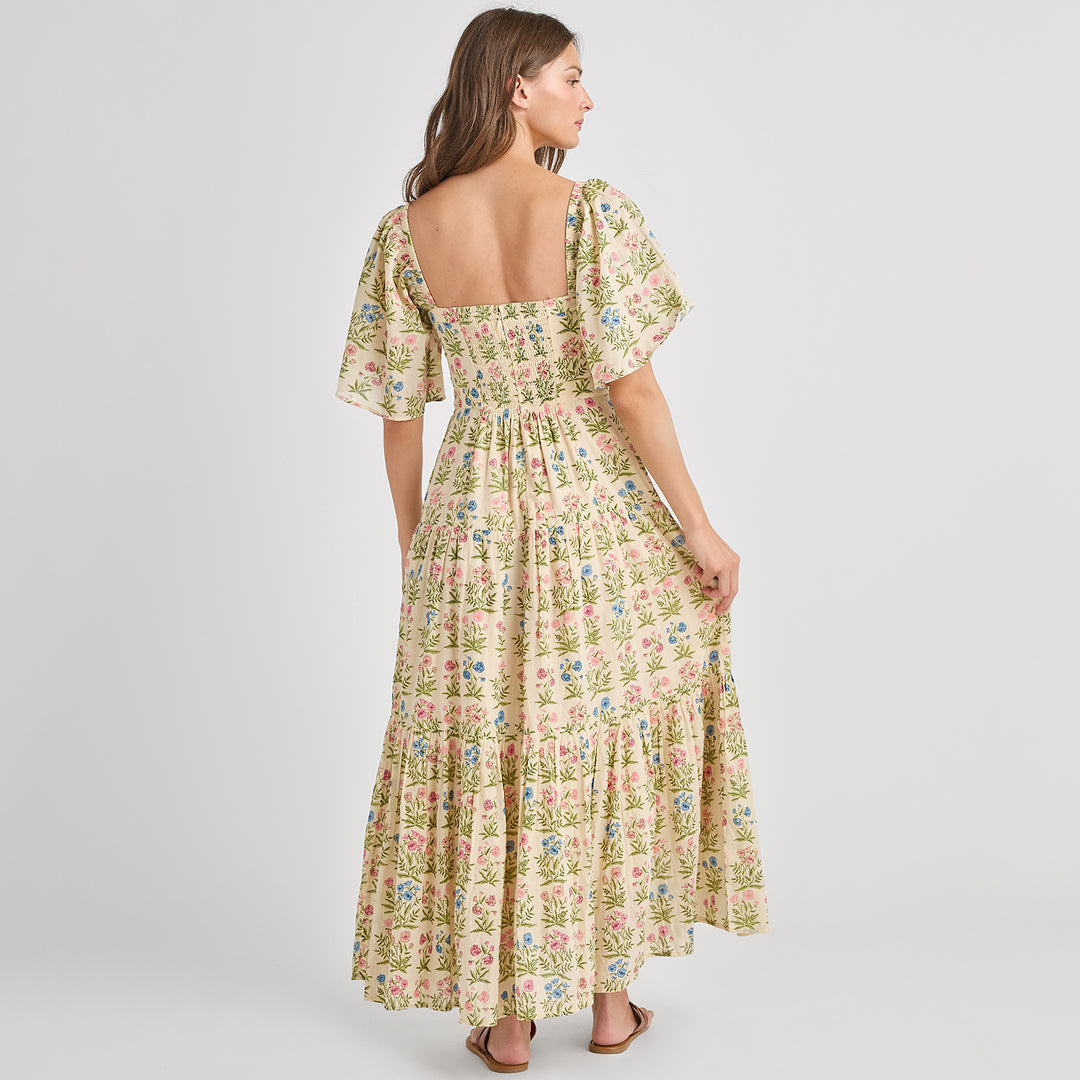 Womens Marilyn Bell Sleeve Dress - Leafy Floral